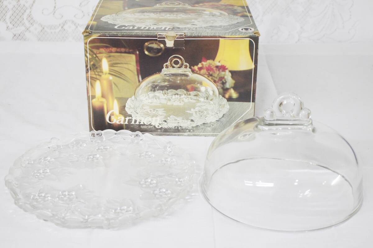(1572) WALTHER GLAS ワルターグラス Carmen satiniert カルメン ケーキドーム ガラス皿 西ドイツ製 ガラス工芸 中古現状品