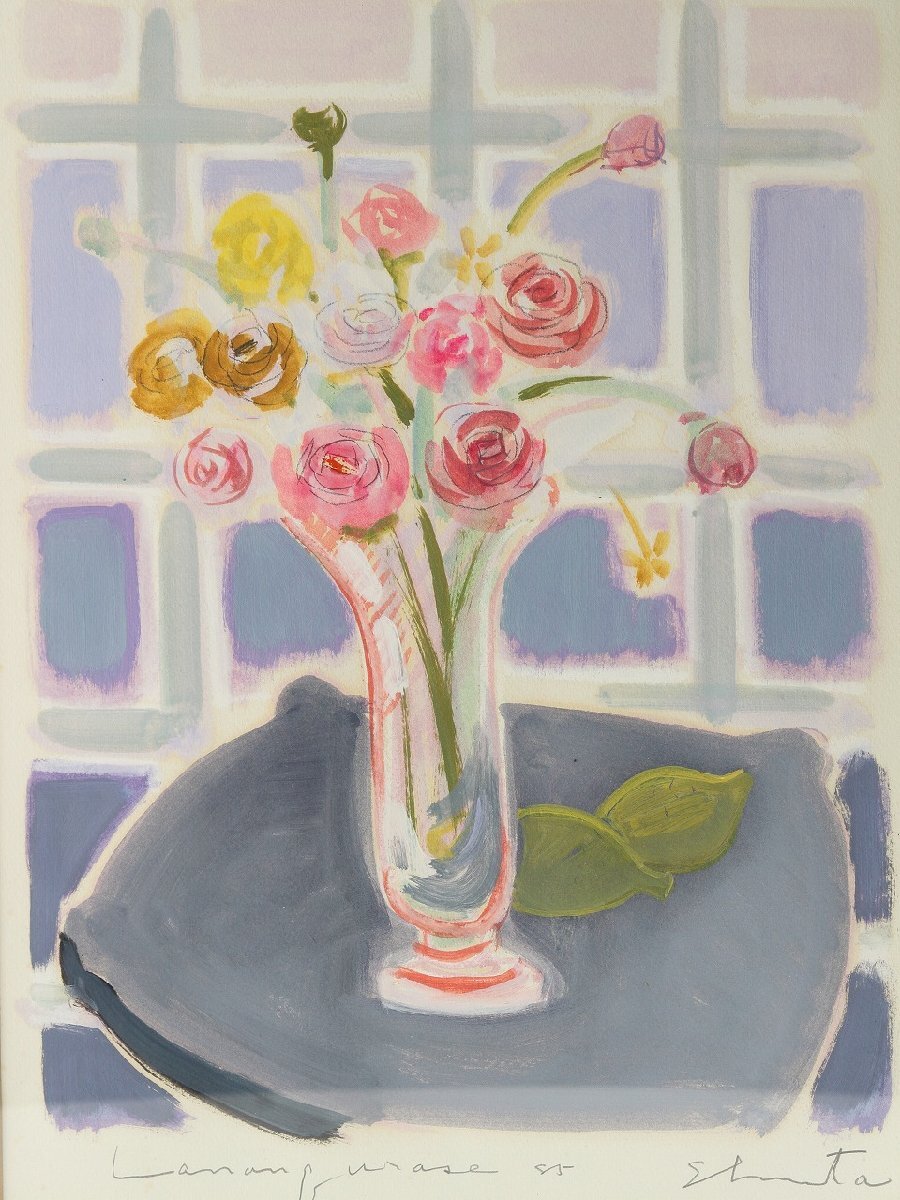 ◆◇森崎修太｜MORISAKI Shuta(佐賀, 1948- )「花瓶の花」真作保証 肉筆水彩画 洋画額装 F6号◇◆タブロー 静物画 植物画/art piece GY1642