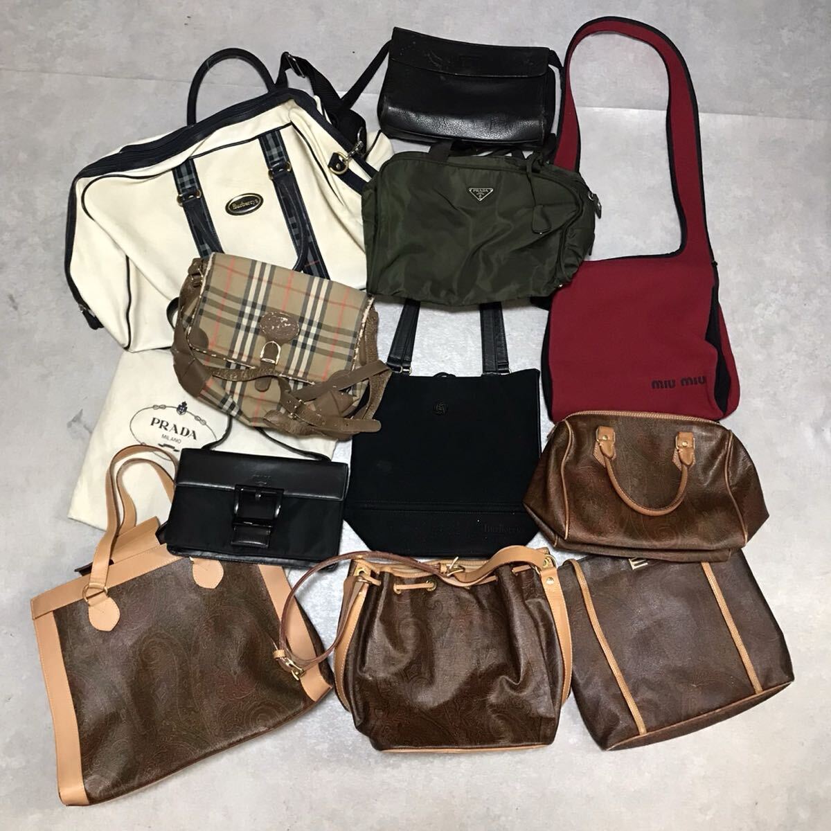 美品あり バッグ まとめ 11点 まとめ セット Burberry PRADA Miu Miu ETRO ヴィンテージ y2k archive ショルダー トート ハンドバッグ 