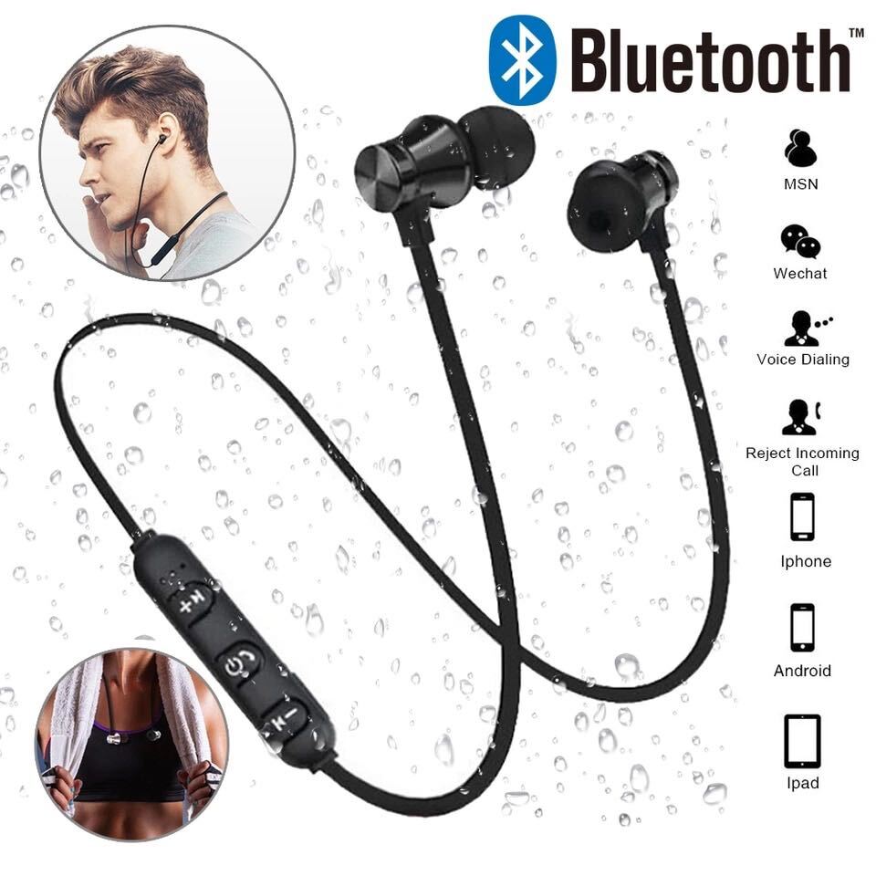 イヤホン　Bluetooth　ワイヤレスイヤホン iPhone　アンドロイド　ブルートゥース イヤフォン イヤホンマイク 両耳　USB ブラック