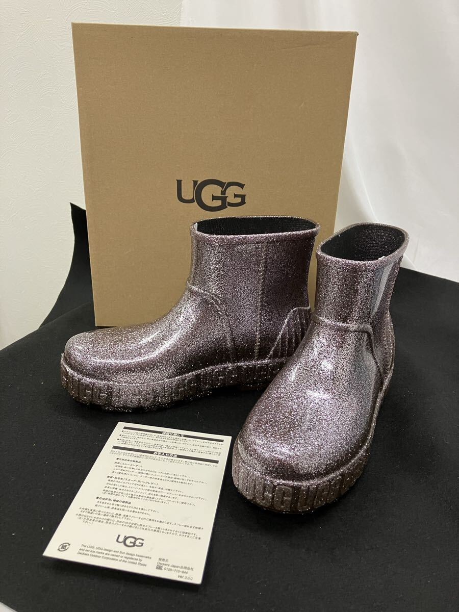[T11517]　未使用 UGG レインブーツ　長靴 ドリズリータ グリッター Drizlita Glitter 1138370-GTGR-08　Size 8 25ｃｍ ラメ パープル系