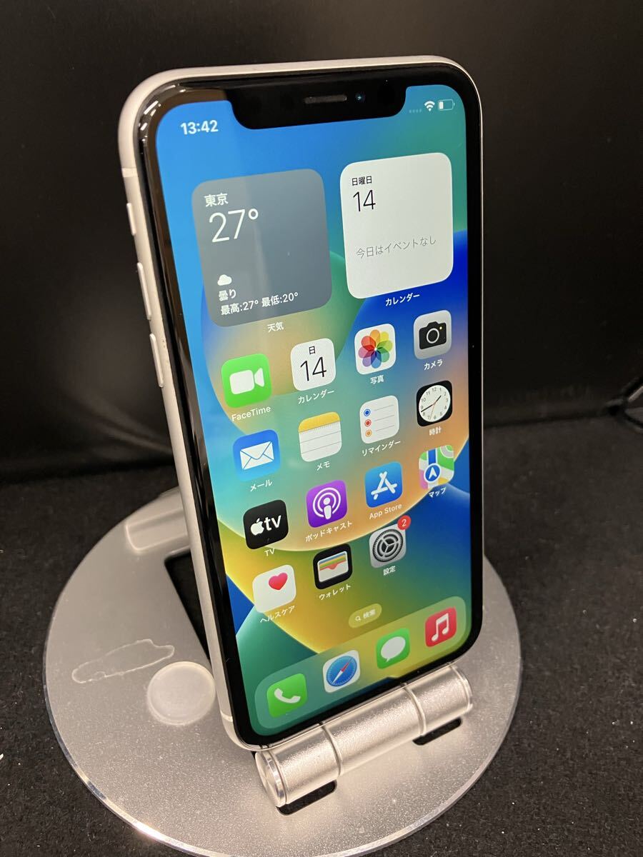 [T11542]　Apple アイフォン　iPhoneXR 128GB ホワイト A2106 MT0G2J/A バッテリー85% シムロック有　SBM系