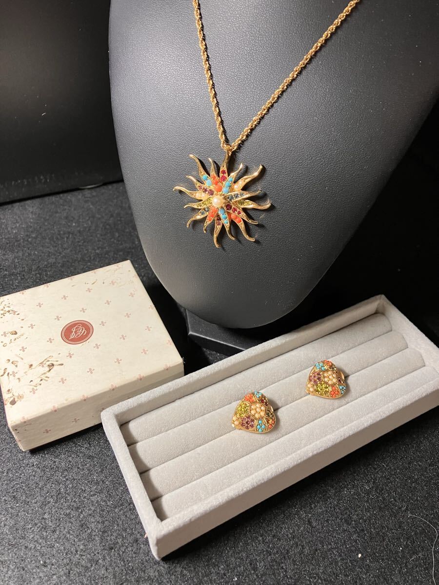 ［T11554］Ｄ’orlan ドーラン ネックレス イヤリング　セット　アクセサリー