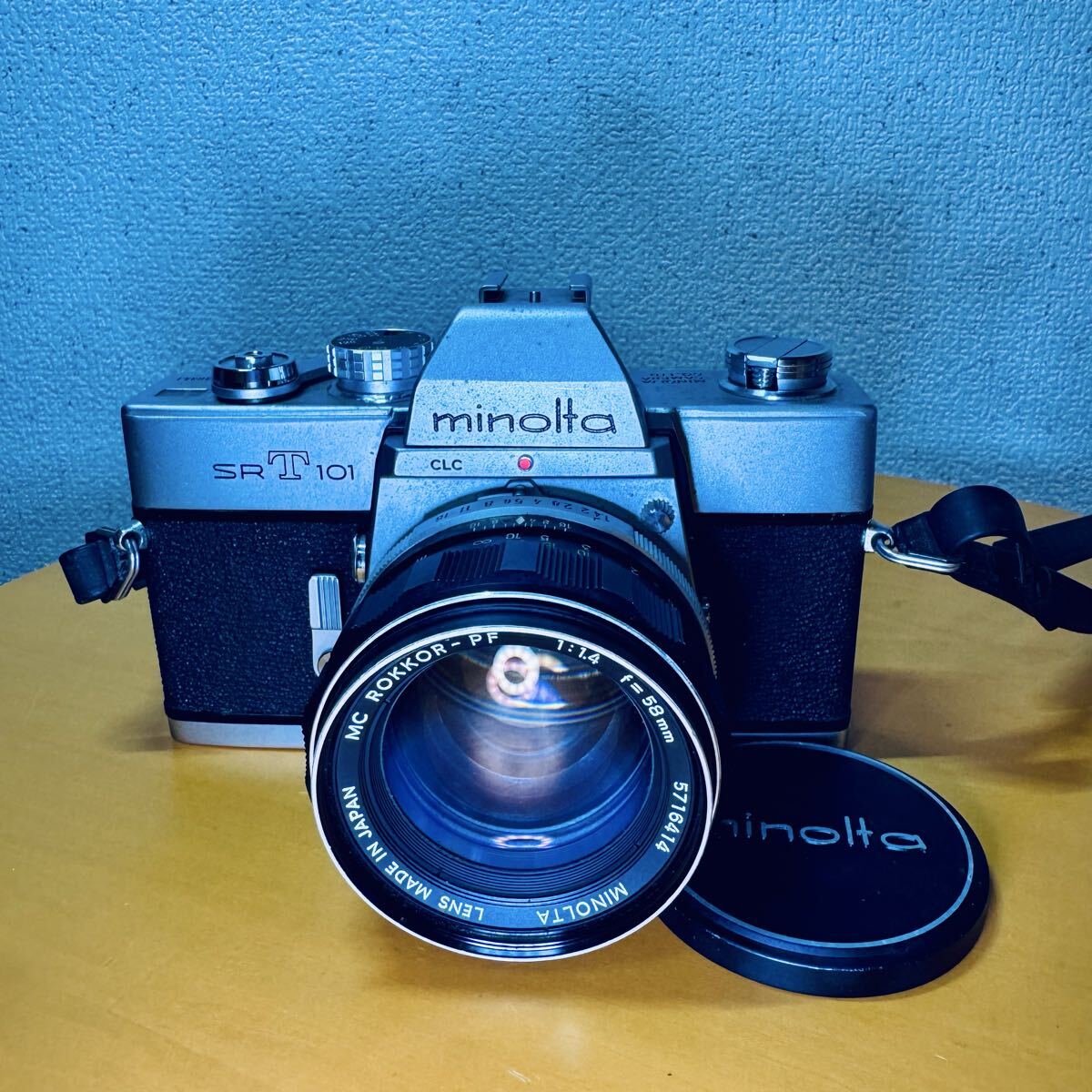 ★実動並品★ ミノルタ MINOLTA SR-T 101 + 大口径 MC ROKKOR-PF 58mm F1.4 メカニカル一眼レフ フィルムカメラ スローOK 絞り羽動作