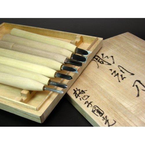 梅心子圀光 彫刻刀 7本組 桐箱入