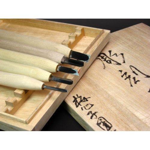 梅心子圀光 彫刻刀 5本組 桐箱入