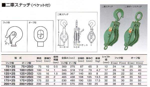 ＨＨＨ スリーエッチ 二車スナッチ（ベケット付） 200mm