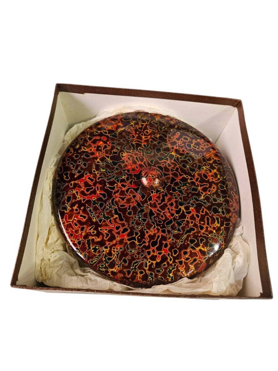 【津軽塗 菓子器 蓋付 共箱付】バカ塗り　漆器 茶道具 菓子鉢 蓋付き菓子入 茶懐石 津軽漆器 伝統工芸品　MN261
