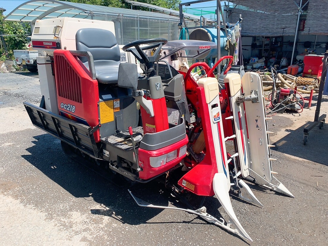 中古 YANMAR ヤンマー コンバイン GC218 袋取り 約532時間 18馬力 2条刈 楽刈 こぎ深さ ディーゼルエンジン 稲刈り 茨城県 0617さ１ 駐 自