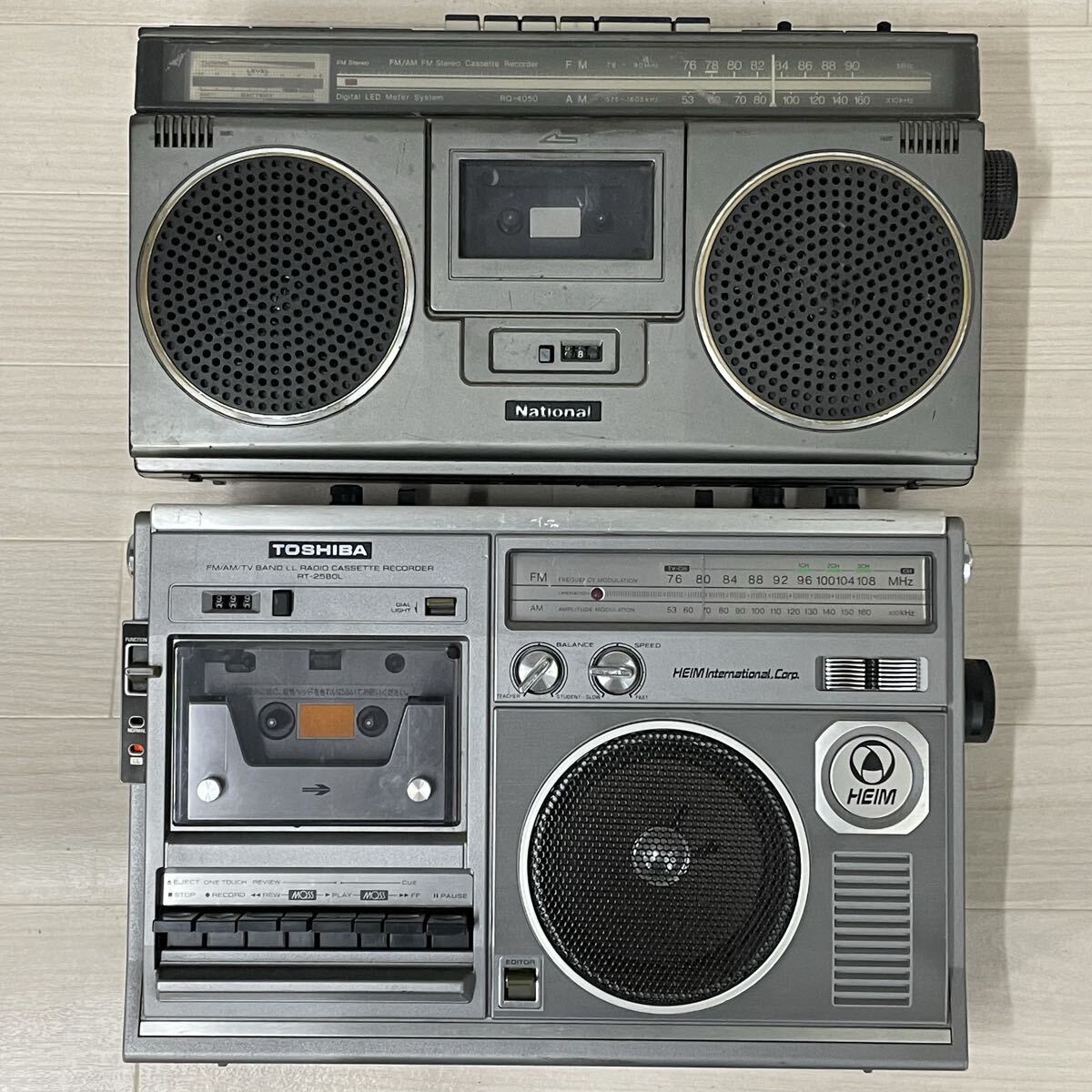 【B463-6】ラジカセ 2台 まとめ売り National RQ-4050 + TOSHIBA RT-2580L heim international 昭和レトロ 通電不可 ジャンク