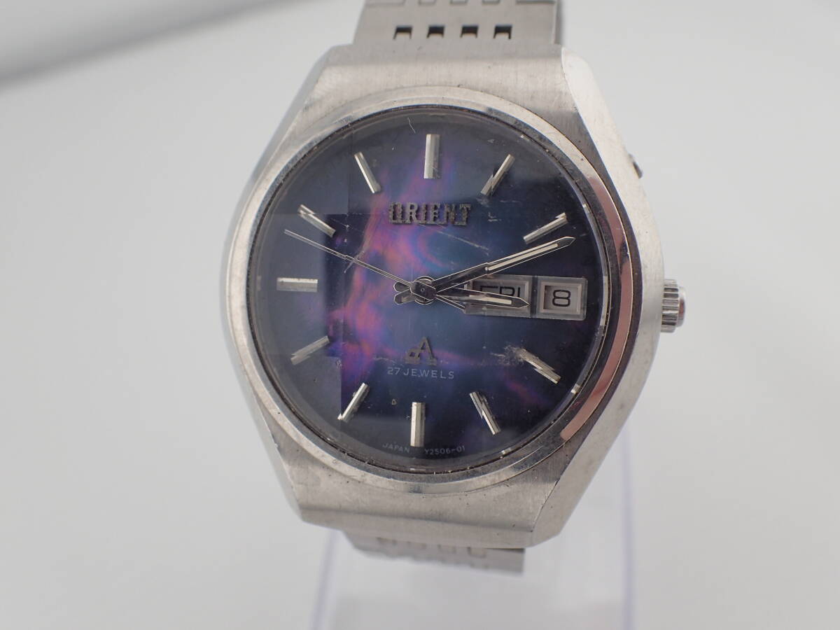 ORIENT オリエント クロノエース 0429-25060 27石 自動巻 デイデイト ブルーシェル文字盤 メンズ腕時計