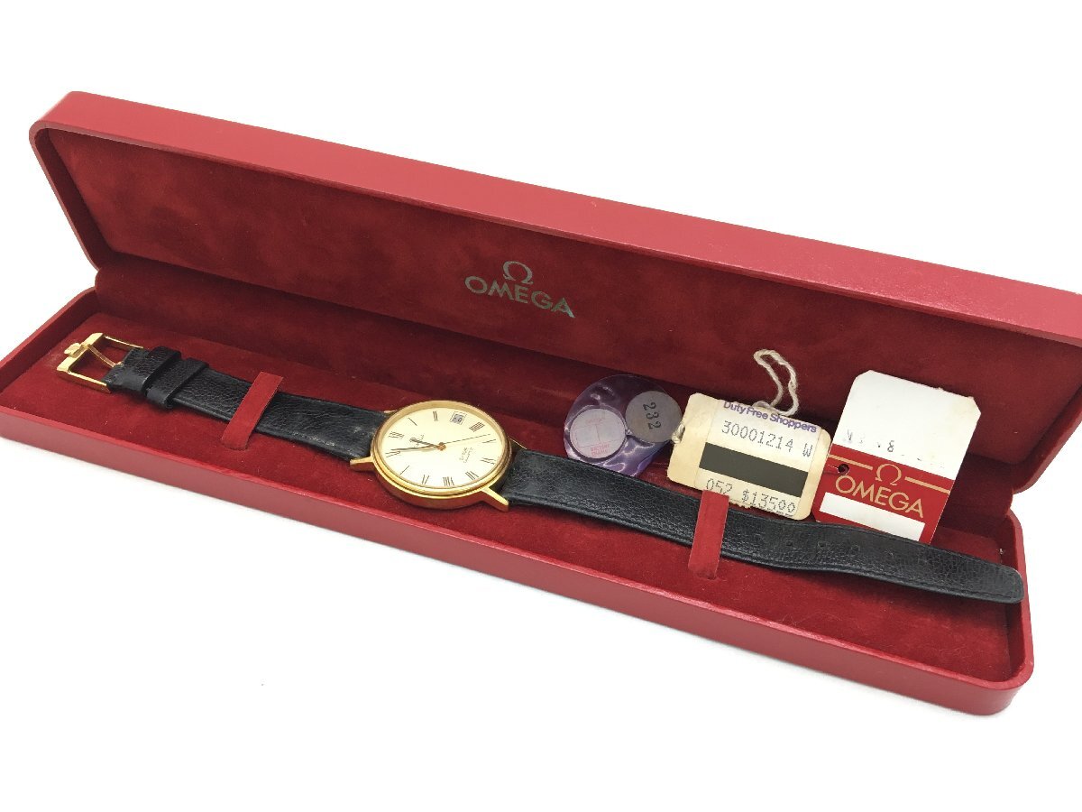 OMEGA オメガ DeVille デヴィル「1332」デイト ローマ文字インデックス アイボリー文字盤 腕時計 動作未確認 現状渡し 中古【UC050106】▲
