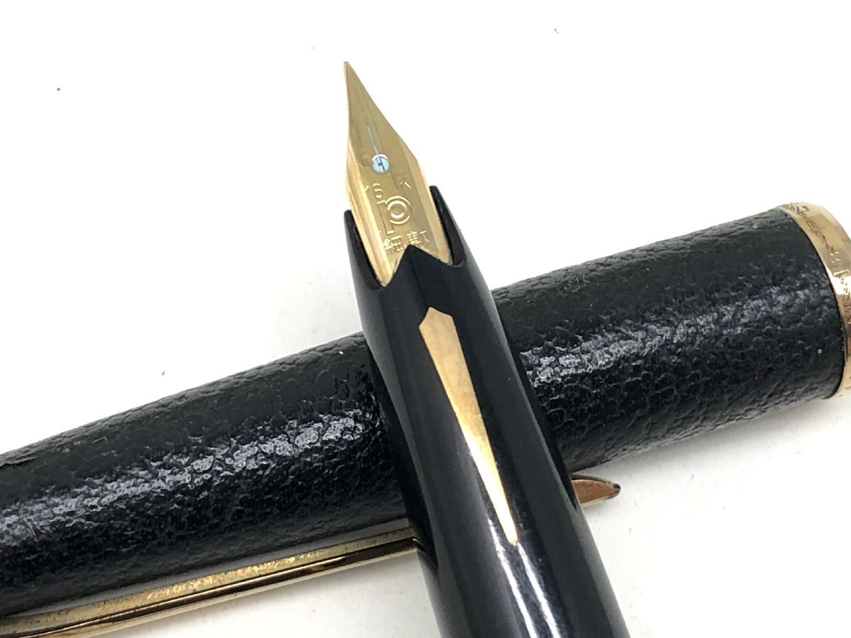 PLATINUM プラチナ 万年筆 ペン先 18K 革巻き 筆記未確認 現状渡し 中古【UW060014】★