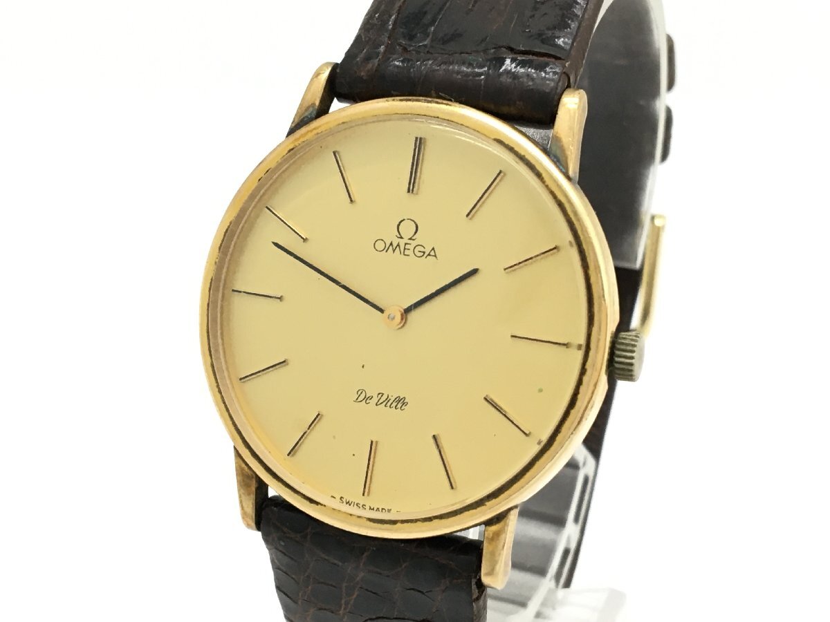 OMEGA オメガ DeVille デヴィル 手巻き ゴールド文字盤 腕時計 動作未確認 現状渡し 中古【UW050597】▲