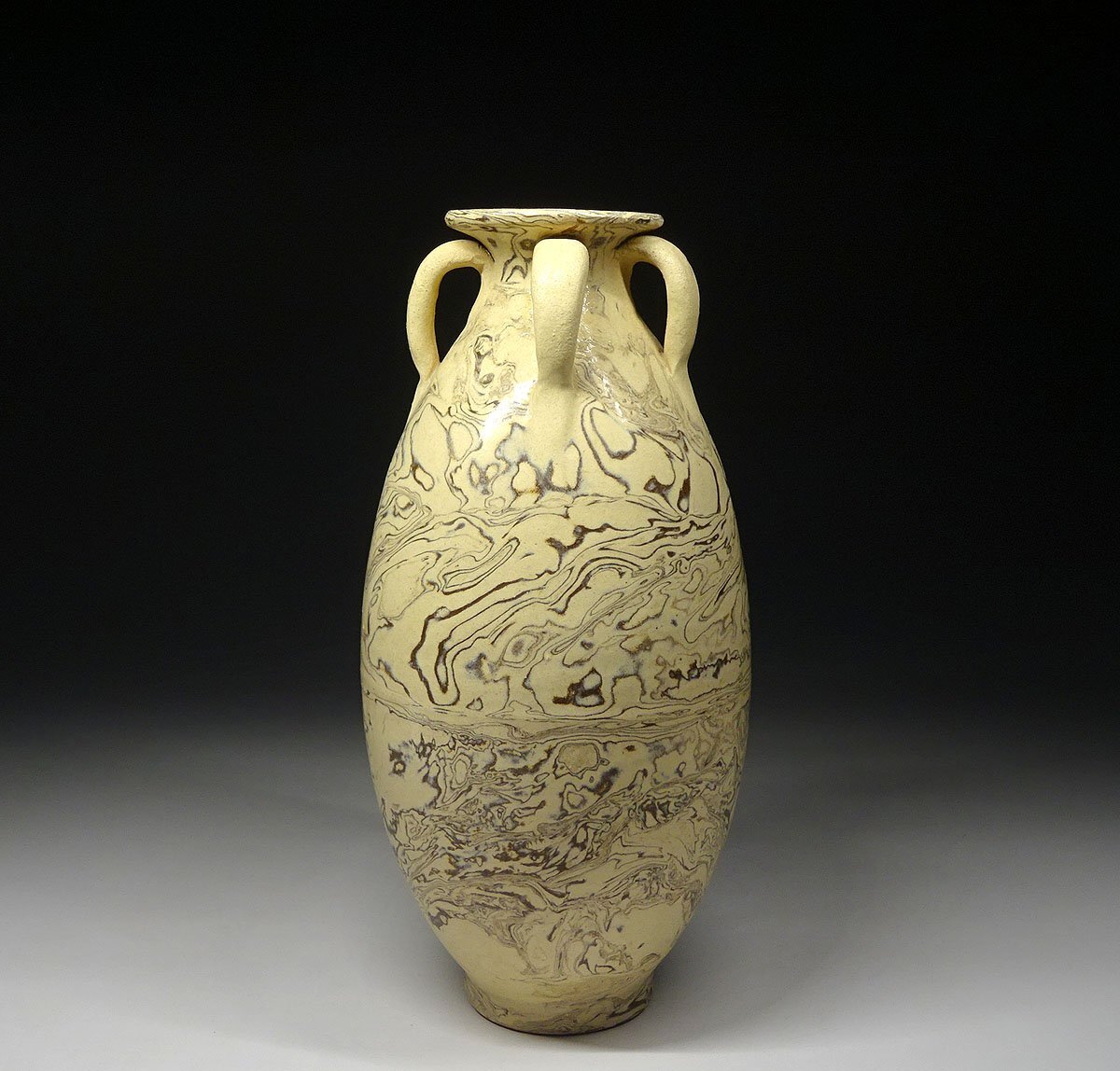 緑屋k■ 中国古玩　絞胎 練上　四耳 花瓶　唐物 時代物　高約23.5cm　i9/6-6116/22-3#80