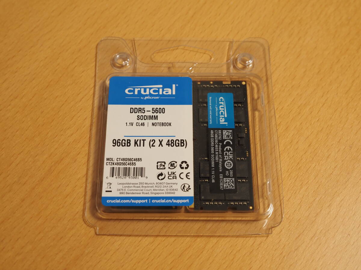 ★ Crucial 96GB(48GB×2) DDR5-5600 SO-DIMM 中古 ★