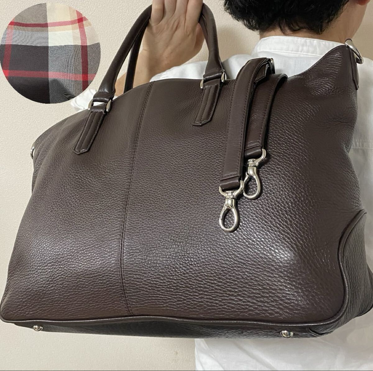 極美品●特大!!大容量●マッキントッシュ ロンドン MACKINTOSH LONDON メンズ 2way トートバッグ ショルダー 肩掛け 斜め掛け A4収納 １円