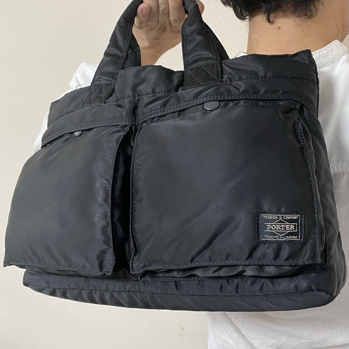 超人気モデル●A4収納●PORTER ポーター TANKER タンカー メンズ トートバッグ 吉田カバン ビジネス ブラック 黒 通勤 かばん 書類 １円