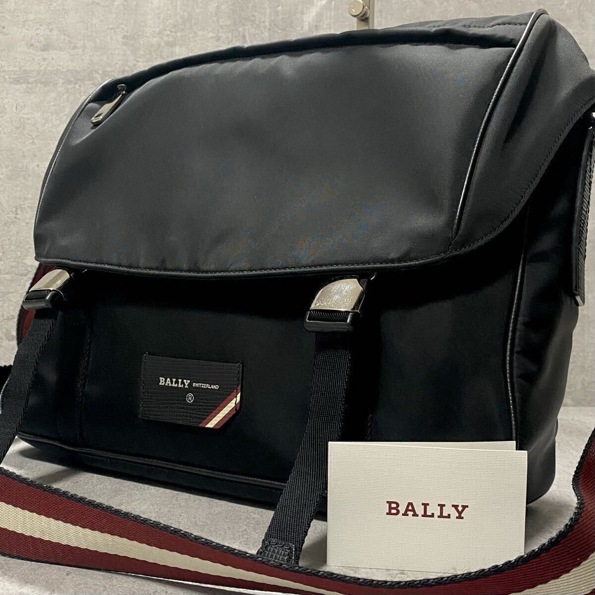 現行モデル/未使用級●A4収納●BALLY バリー ショルダーバッグ FABRO ファブロ メンズ ビジネス ボディバッグ 斜め掛け ナイロン×レザー