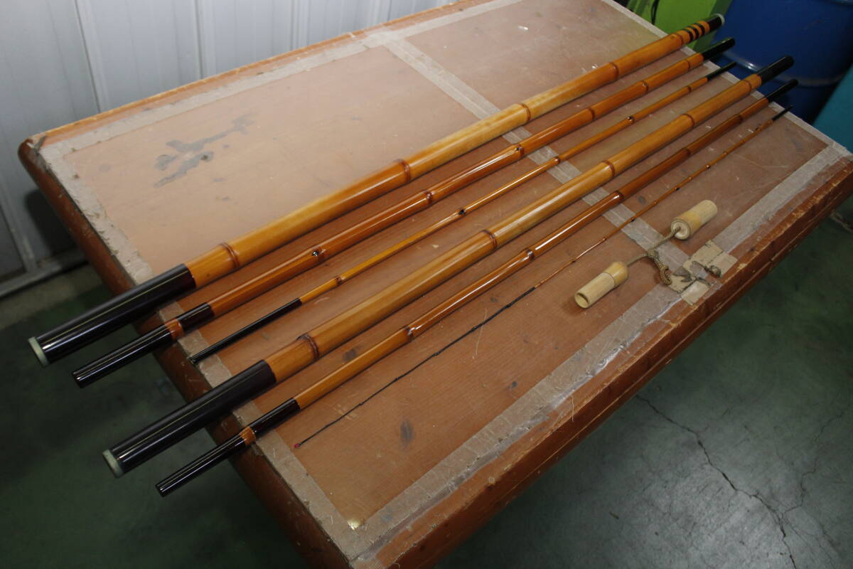 ☆66☆USED☆動作品☆仕舞 146.5㎝ 秀仙 ？？ 7.2m 6本継 和竿 竹竿 鮎竿 友釣り 焼き印 伝統工芸 釣り具 当時物