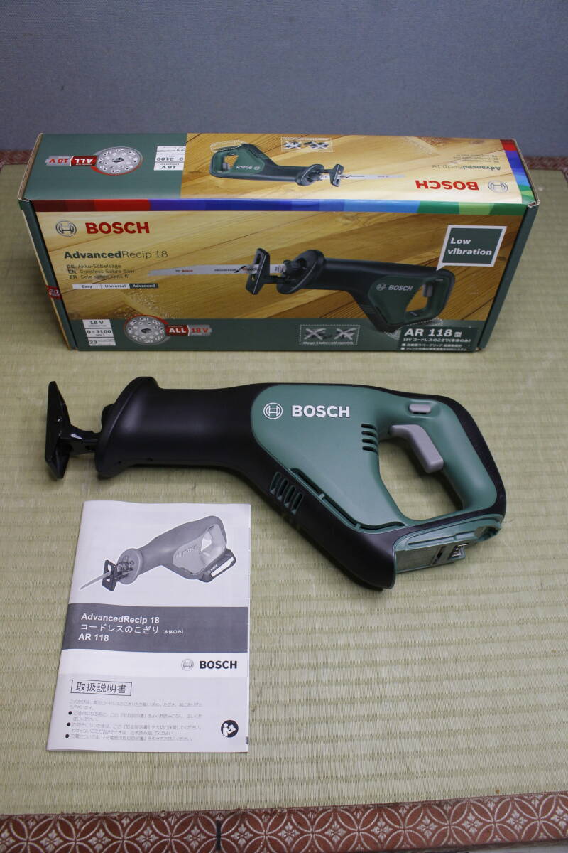 ☆67☆USED☆保管現状品☆ボッシュ BOSCH 18V コードレスのこぎり AdvanceRecip AR 118 本体のみ 取説 元箱付き レシプロソー セーバーソー