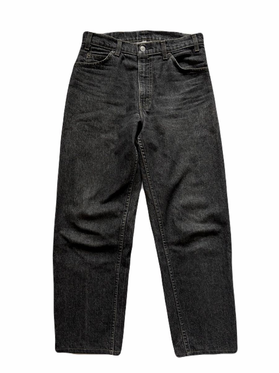 希少 90s USA製 Levi's 550 先染めブラック デニムパンツ リーバイス ジーンズ 米国製 アメリカ製 90年代 黒 ヴィンテージ ワイドパンツ 32