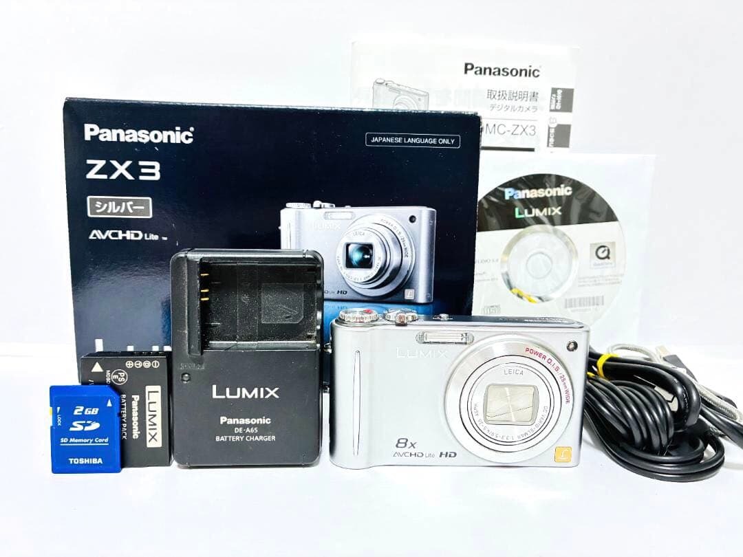 ■ 極美品・付属品完備 ■ パナソニック　Panasonic LUMIX DMC-ZX3 シルバー 《動作確認済》#375-13JN26-Y