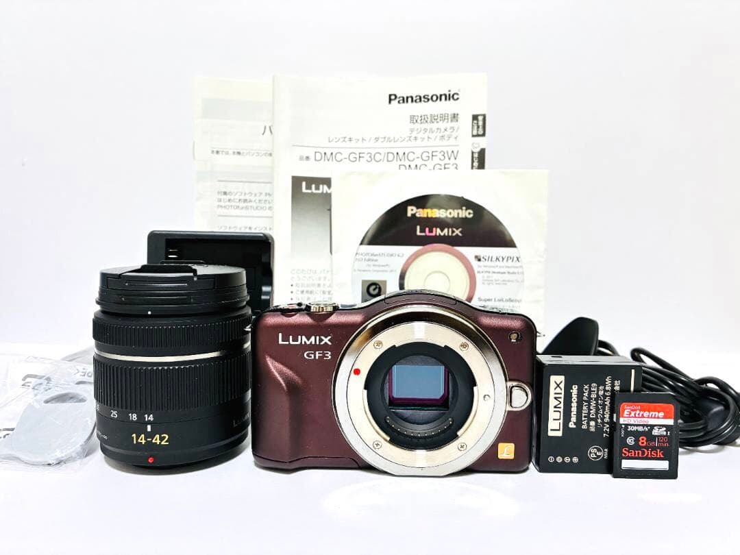 ■ ほぼ新品・S数702回 ■ パナソニック　Panasonic LUMIX DMC-GF3 ブラウン + 14-42mm レンズ #332-15JN26-Y