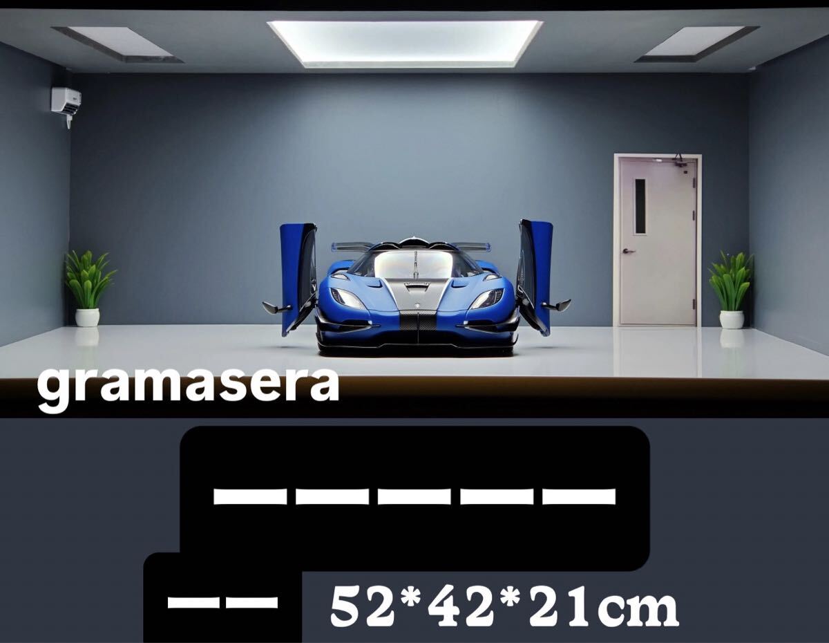 ★希少★ 1/18 模型　ガレージ ミニチュア ミニカー等　ディスプレイ　LED電装付きジオラマ　ケース　3