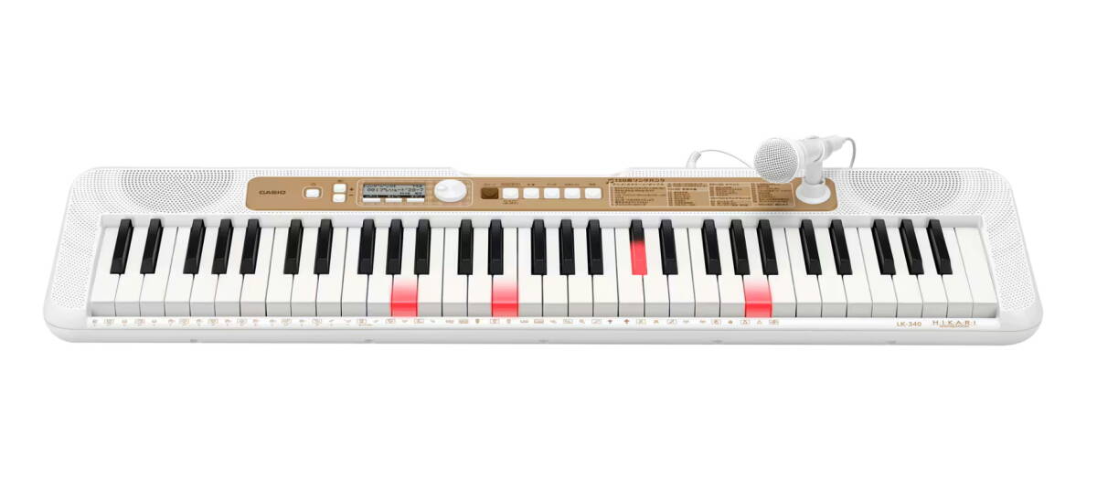 お子様に人気の120曲を内蔵　CASIO　カシオ　光ナビゲーション　キーボード　LK-340　楽譜集　歌詞集　マイク付き