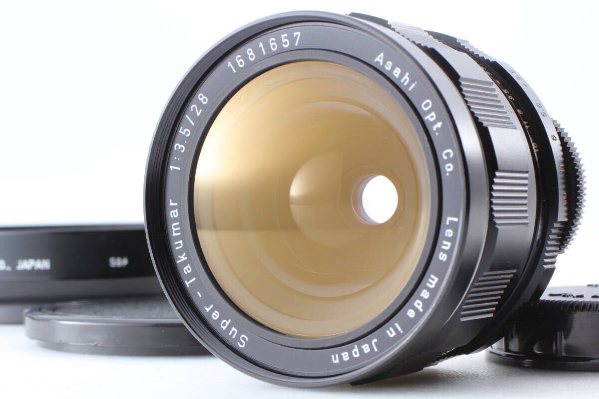 【極美品・フード付・58mm径レア版】PENTAX Super Takumar 28mm F3.5 M42 広角単焦点レンズ EF-2158