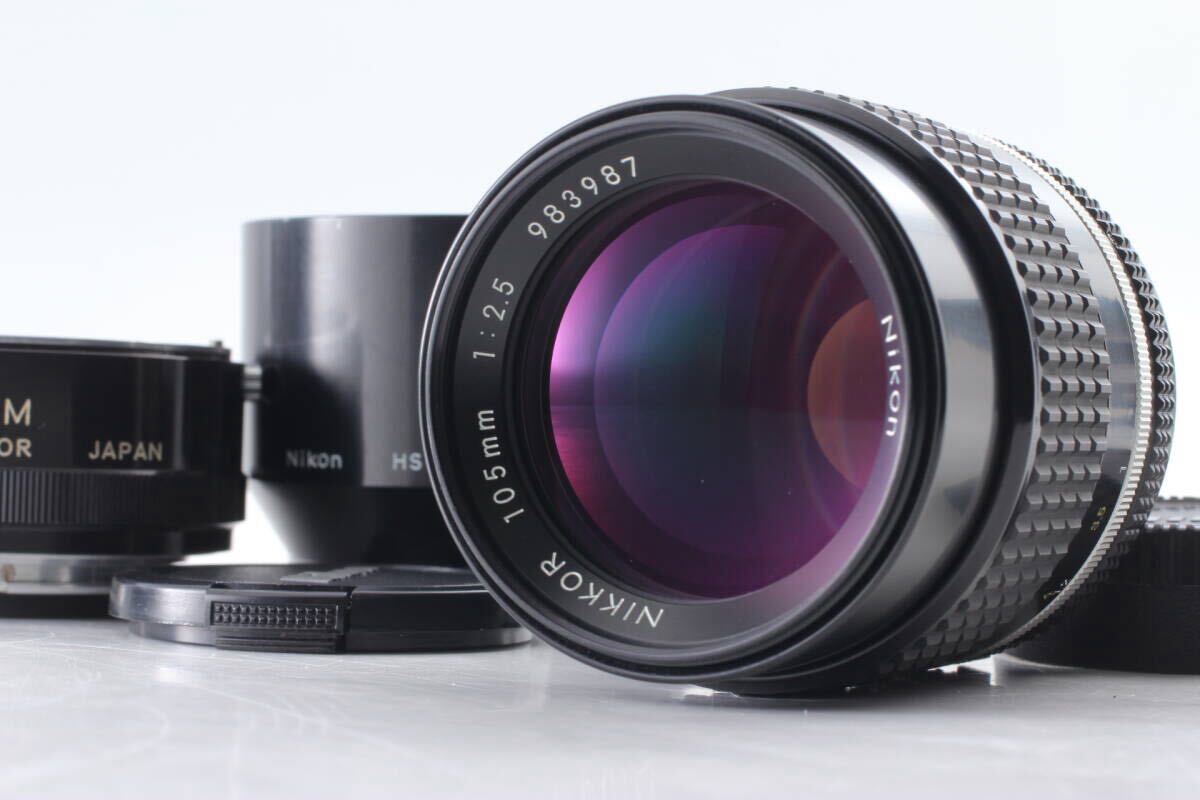 【極美品】Nikon Ai-S Nikkor 105mm F2.5 中望遠単焦点レンズ MF 動作確認済 EF-2093