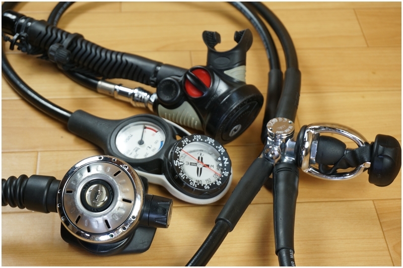 TUSA AQUALUNG ★ スキューバダイビング 重機材セット ★ レギュレータ＋2連ゲージ＋インフレ―タ ★ RS671/AIRSOURCE/SCA270J