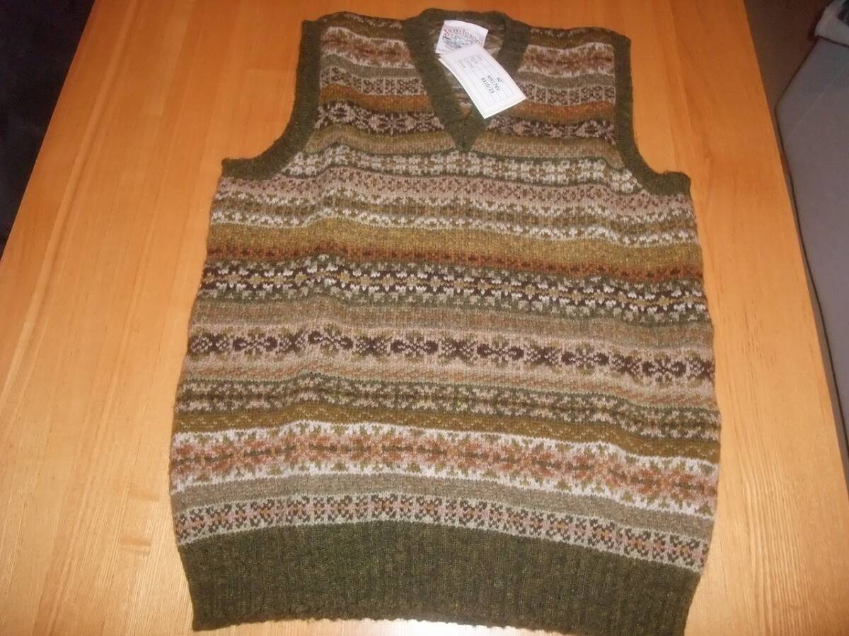 JAMIESONS（ジャミーソンズ）/#MK176V 8310-23 ALLOVER FAIRISLE V-NECK SLIPOVER/olive mixJ SIZE４０