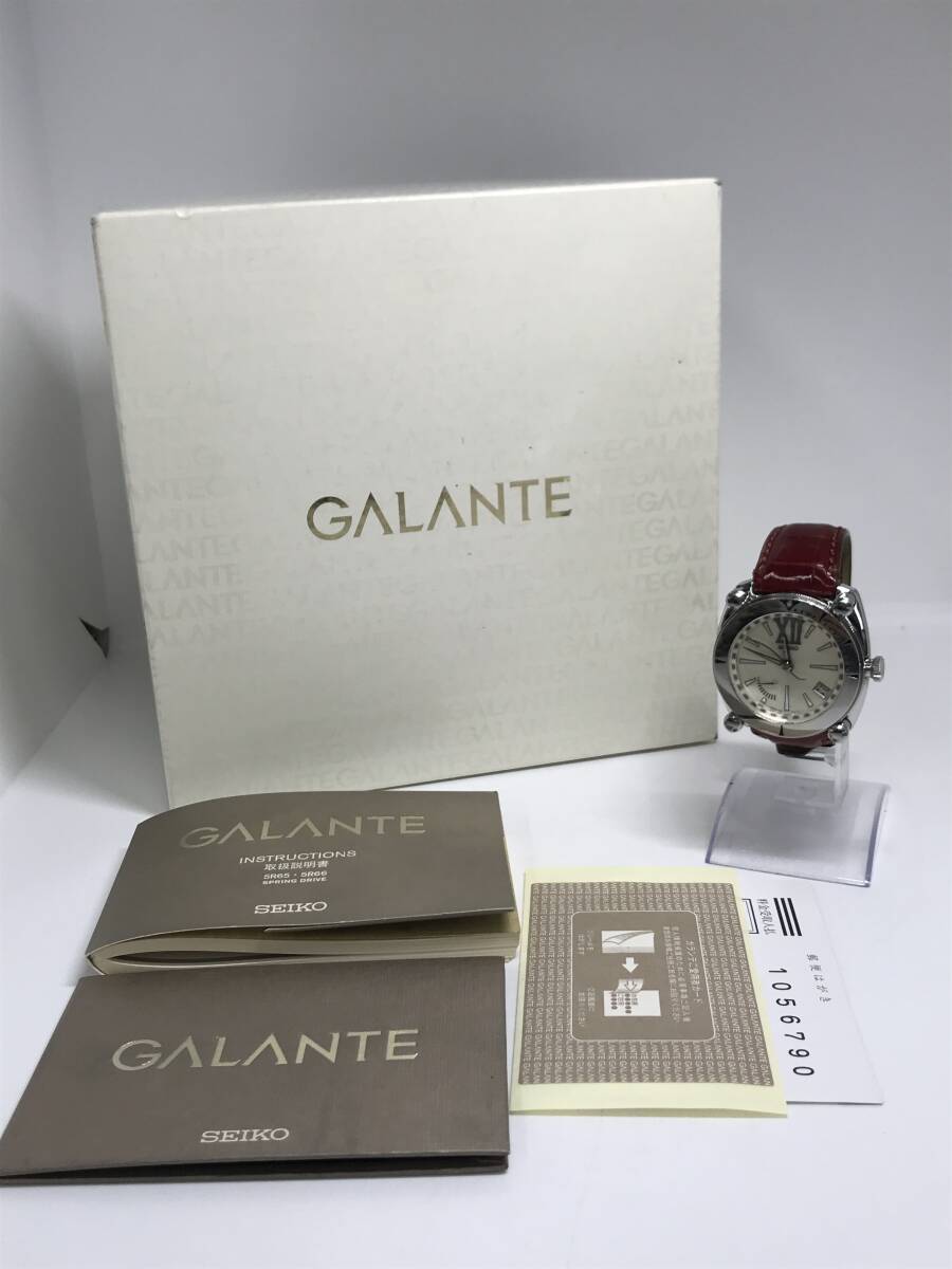 【稼働品】SEIKO セイコー GALANTE ガランテ スプリングドライブ SBLA009 5R65-0AA0 AT 自動巻き デイト ホワイト系文字盤 腕時計 時計