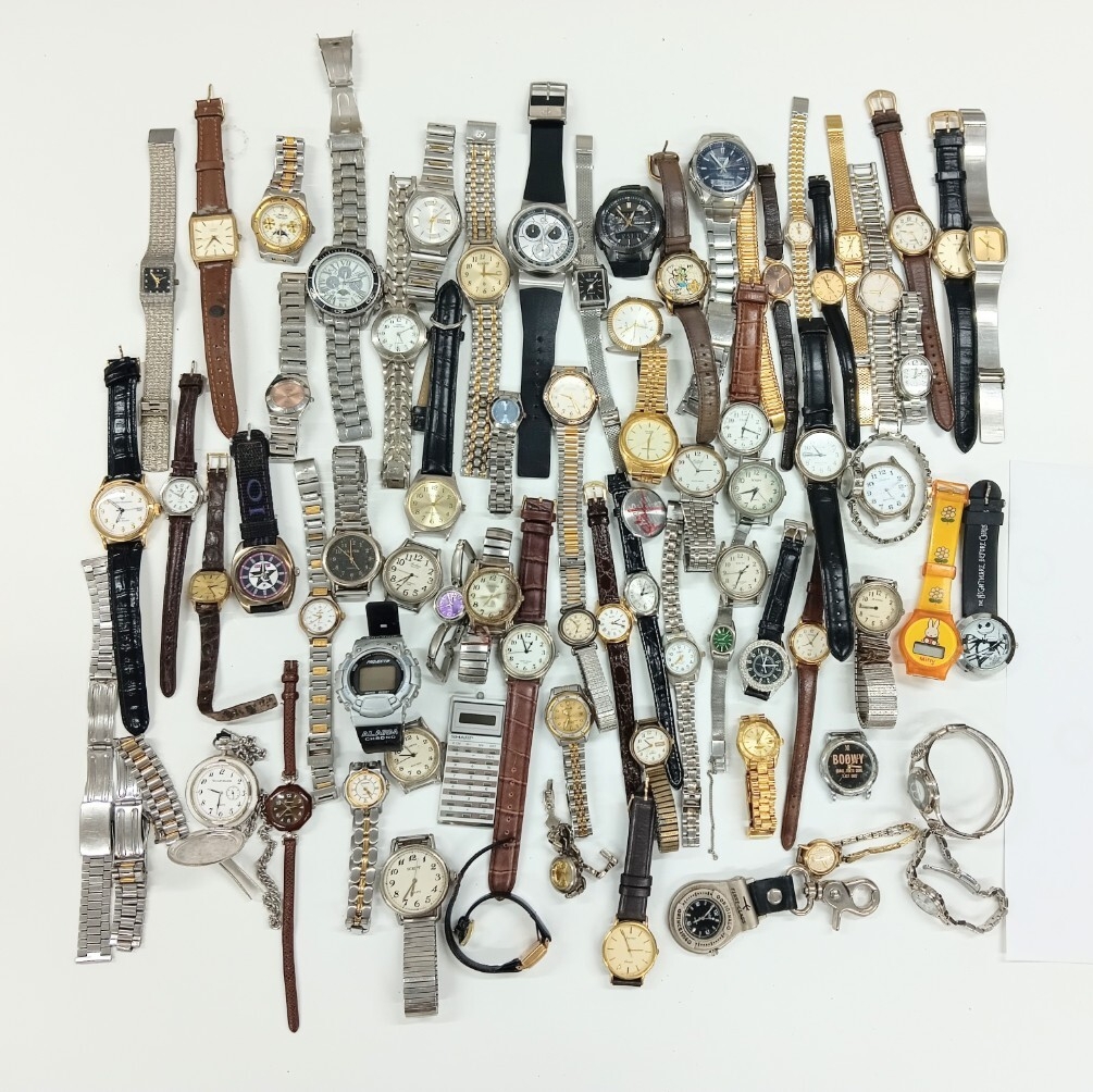 1円スタ 時計大量 計73点 SEIKO CASIO ALBA CITIZEN JAL Calvin Klein 他 稼働 不動 QZ デジタル ジャンク 動作未確認 現状品【K001386】