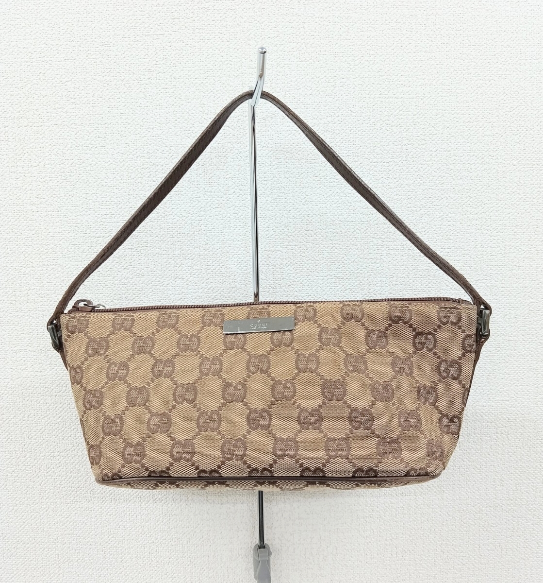 1円スタ GUCCI グッチ ハンドバッグ 07198 002122 GG柄 GGキャンバス アクセサリーポーチ ミニバッグ ブラウン系 現状品【K001381】
