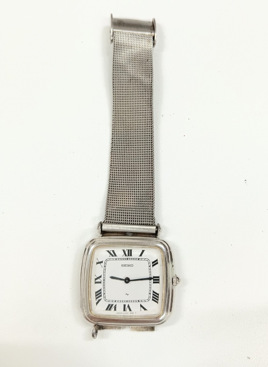 1円スタ SEIKO セイコー シャリオ 2220-3580 手巻き SV885 スクエア ローマン文字 メンズ腕時計 ジャンク 動作未確認 現状品 【K001383】