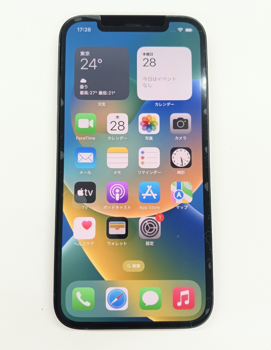 1円スタ Apple iPhone12 64GB SIMフリー 最大容量98% ブラックカラー SIMロックなし スマホ 本体 ジャンク 動作未確認 現状品 【K001378】