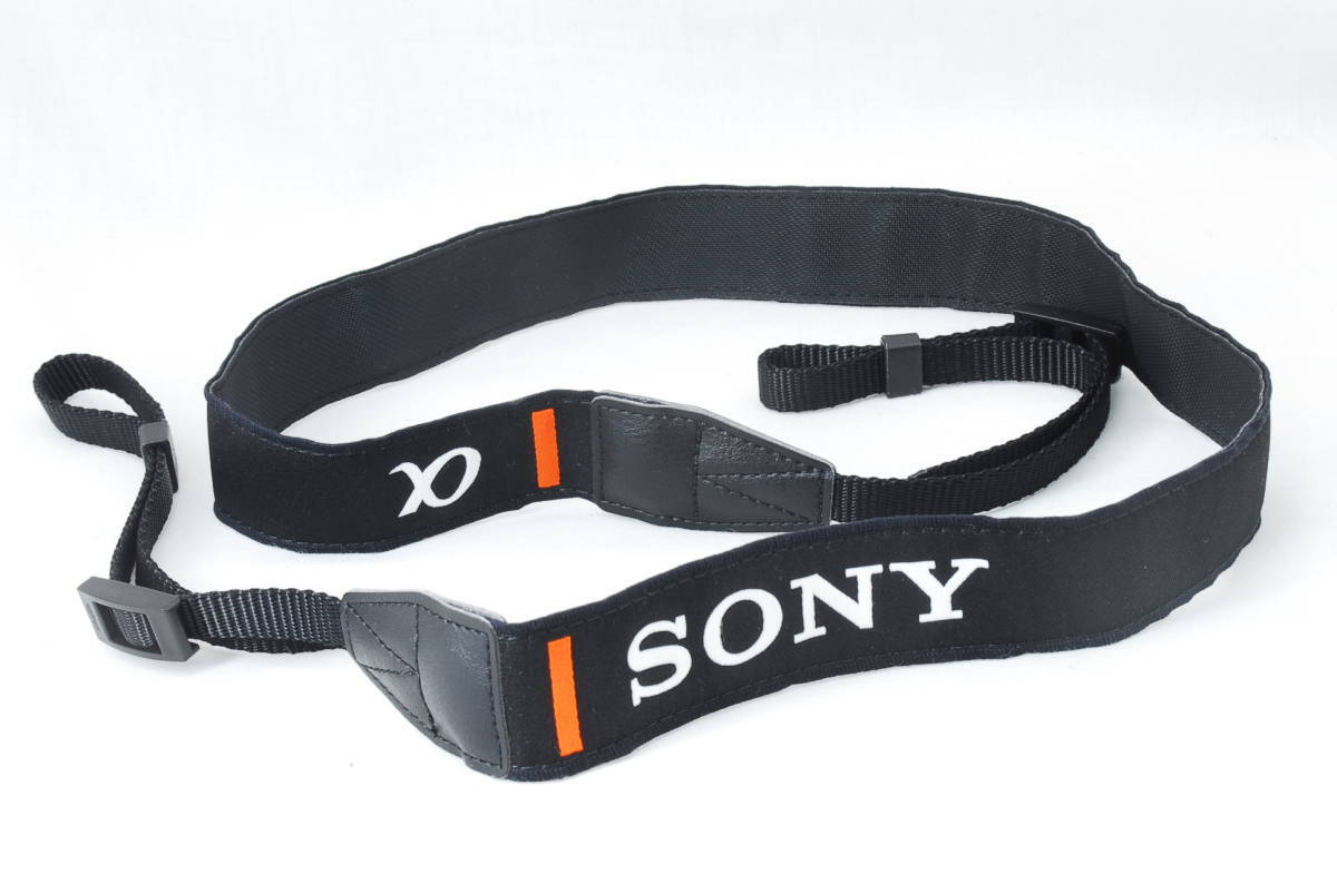 ☆新品級☆Sony ソニー α アルファ カメラ ストラップ 黒色(ブラック)×白色(ホワイト)×橙(オレンジ) ミラーレス ネック Camera Strap☆