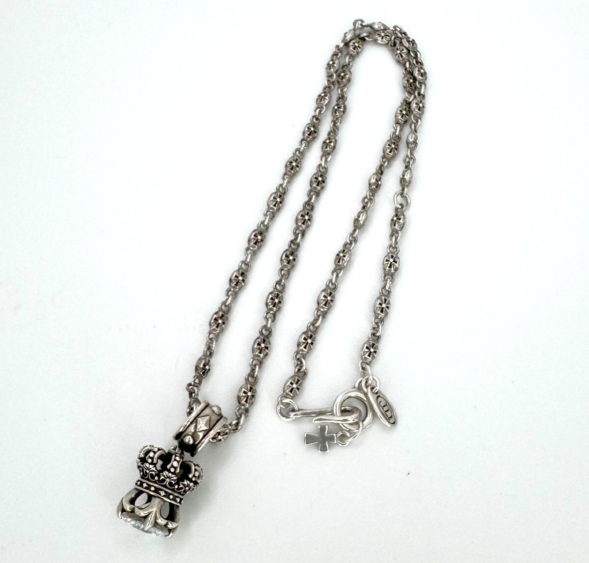 [9304-004] Justin Davis SV925 ネックレス CROWNLET ペンダント TINY CROSS チェーン 約28.1g 50cm アクセサリー シルバー