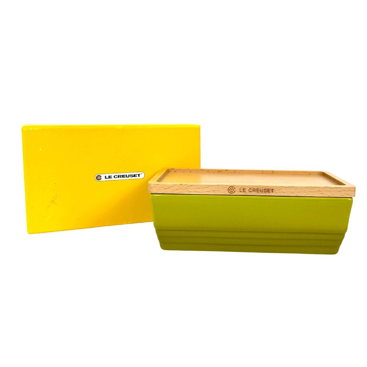 [9304-805] LE CREUSET ル・クルーゼ 木蓋付きバターケース 【中古】 バターディッシュ 木製の蓋 未使用品