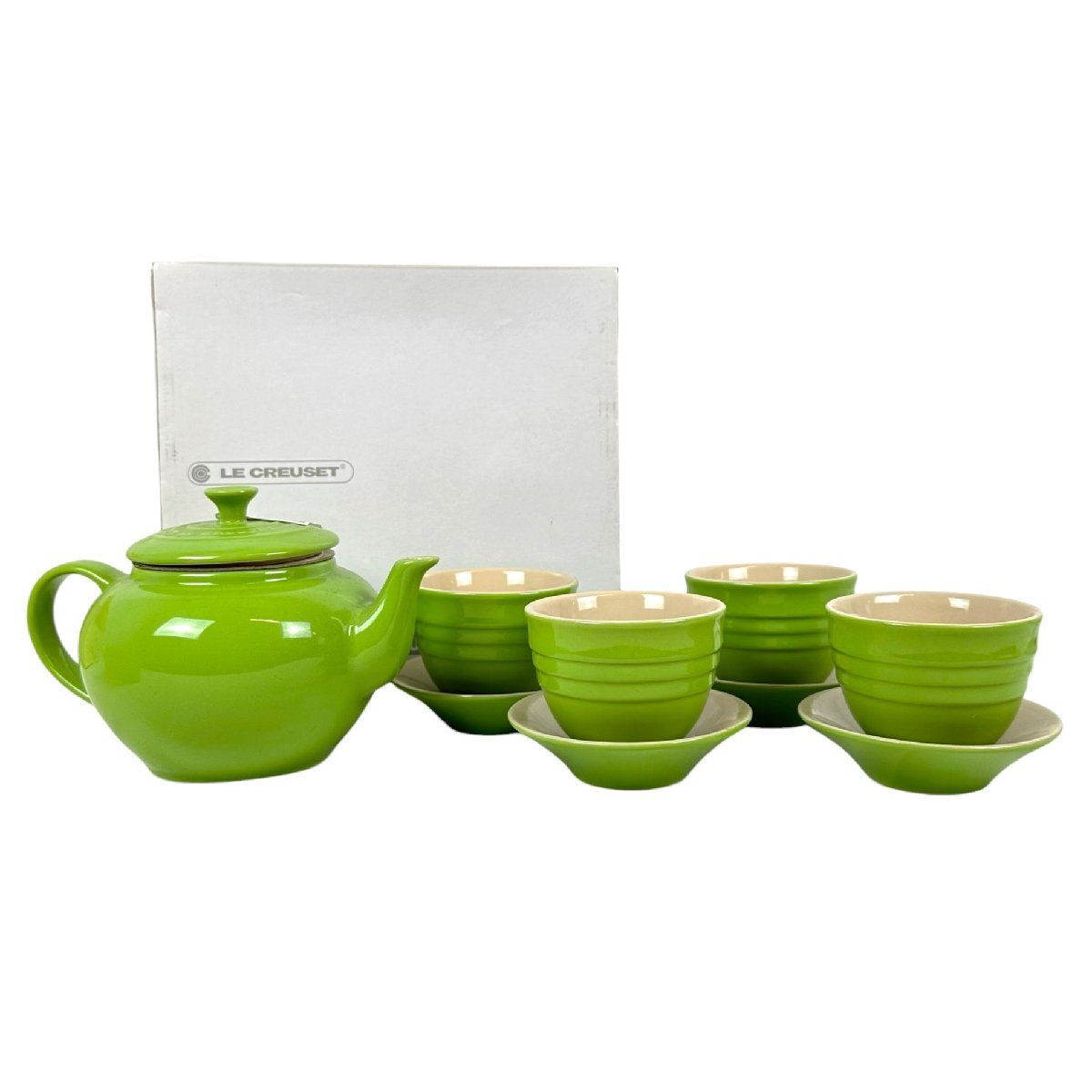 [9304-805] LE CREUSET ル・クルーゼ ティーセット 【中古】茶器セット ティーポット カップ ソーサ― 未使用品
