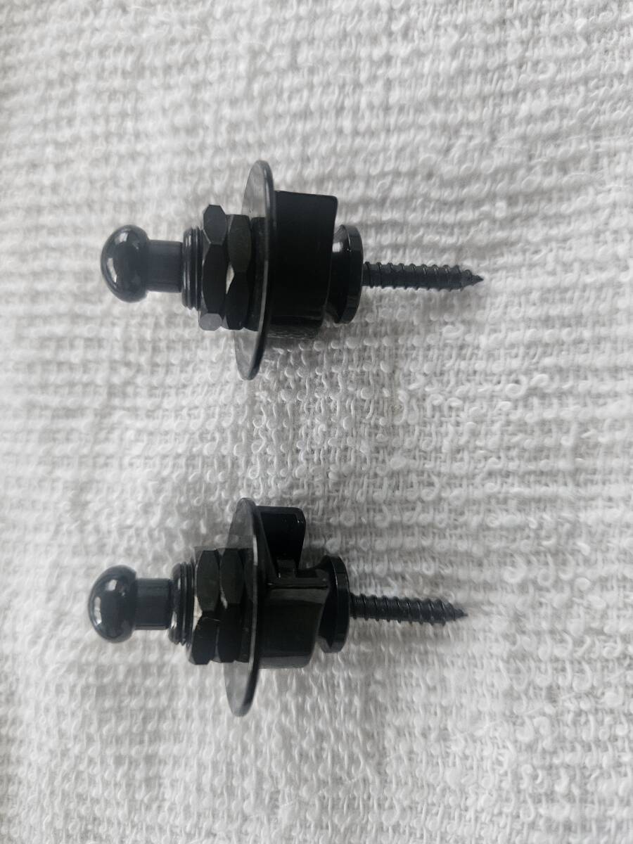 エレキギター　ベース　ストラップピン　ワンタッチ着脱タイプ　黒　2個セット