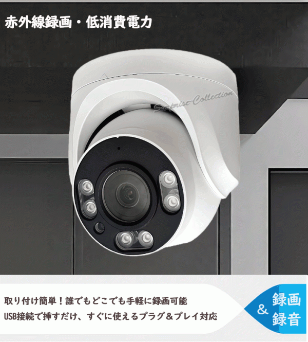 防犯カメラ 監視カメラ SDカード録画 録音 赤外線 暗視 256GB対応 夜間撮影可 家庭用 繰り返し録画 Wifi不要 S802