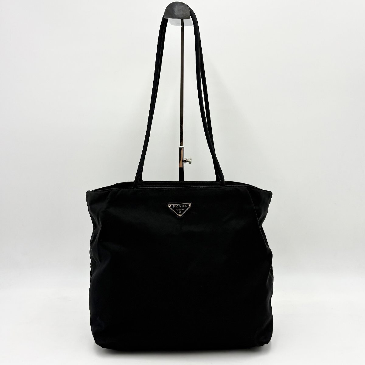 1円/極美品◎PRADA プラダ TESSUTO CITY 三角ロゴプレート トートバッグ ショルダーバッグ ブラック 黒 レディース LAMPO刻印有