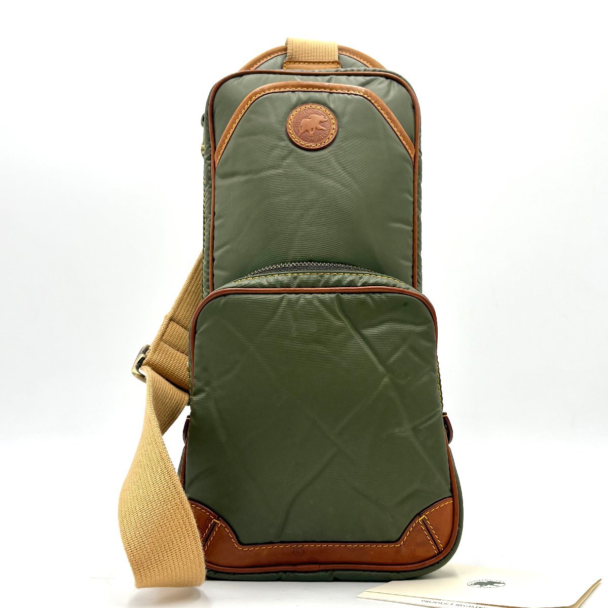 1円/極美品◎HUNTING WORLD ハンティングワールド バチュークロス ボディバッグ ショルダーバッグ メンズ ビジネスバッグ 大容量◎