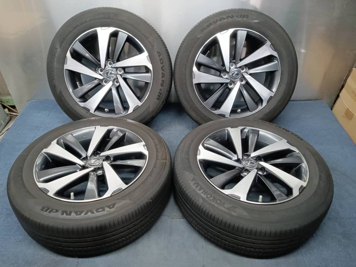 ★8-8.5分山★24年製★ ヨコハマADVAN dB V553 225/60R18　レクサス 10系 NX純正ホイール 18×7.5J +35 5H-114.3 4本セット　K723