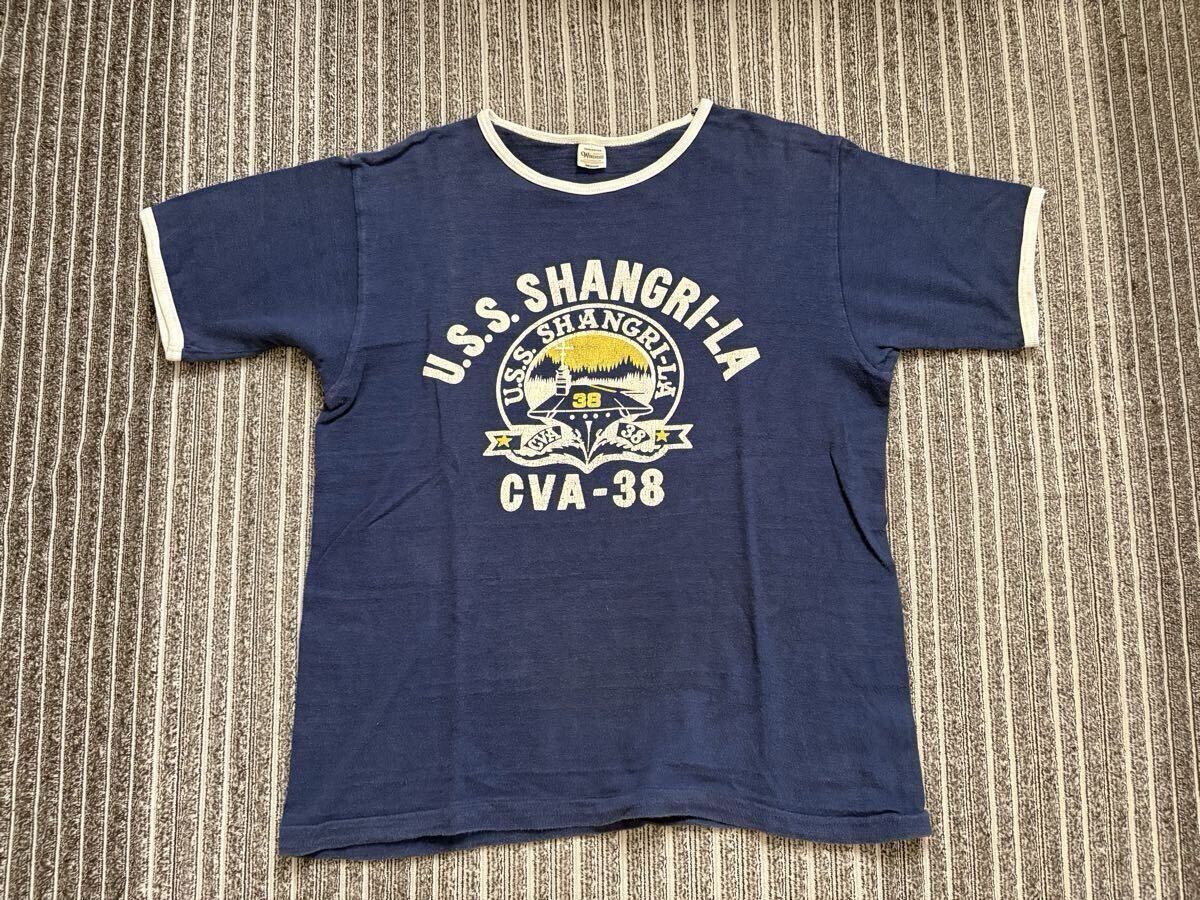 日本製 ウエアハウス 囚人 TOMMY BRODRICK リンガー Tシャツ 両面染み込み プリント 4601 丸胴 アメリカ ビンテージ スタイル コットン100%