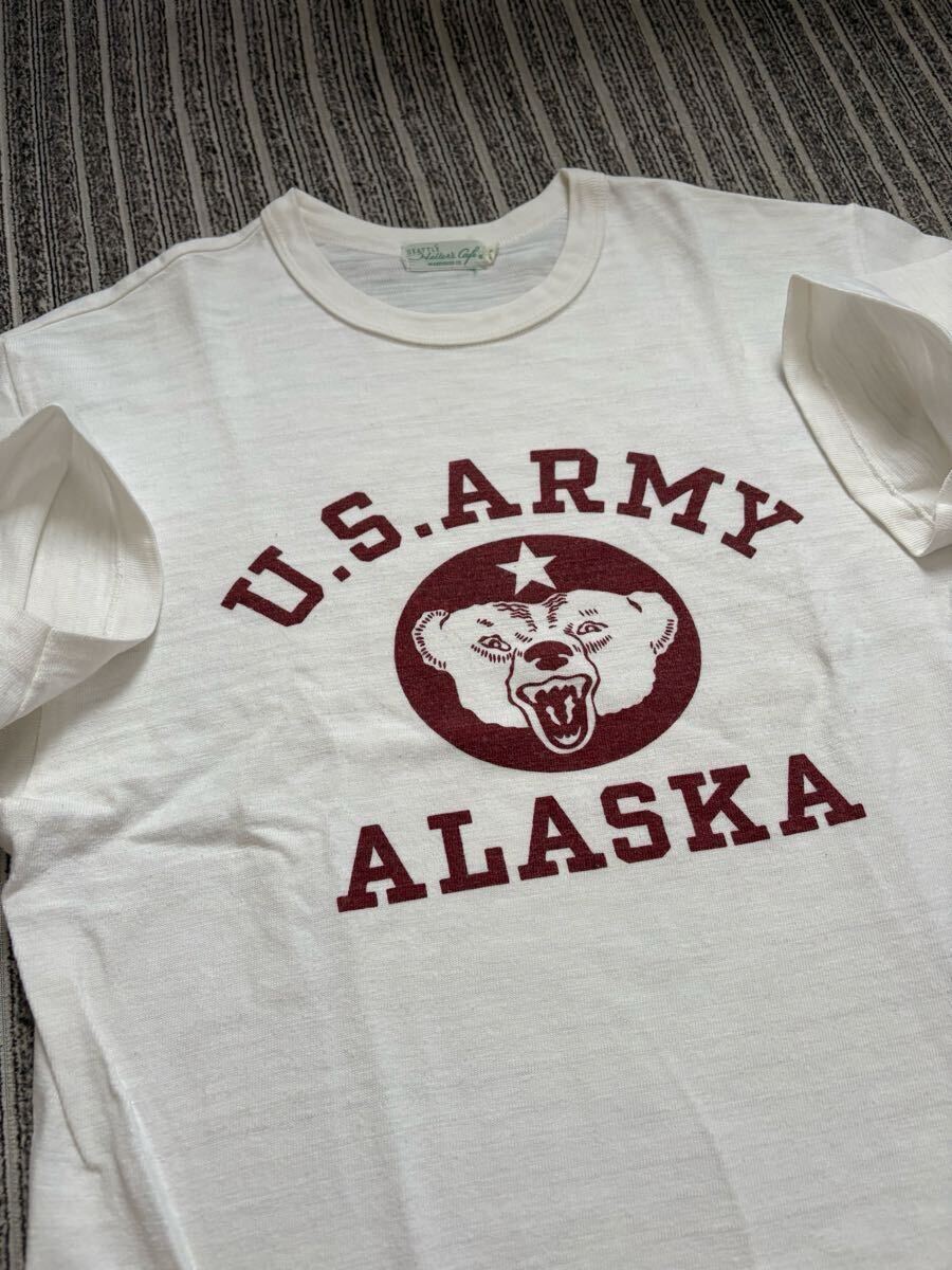 日本製 ウエアハウス へラーズカフェ U.S. ARMY ALASKA 染み込みプリント Tシャツ L 38 コットン 100% アメリカ ビンテージ スタイル 